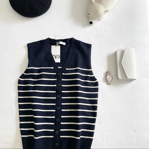 zara striped sweater vest